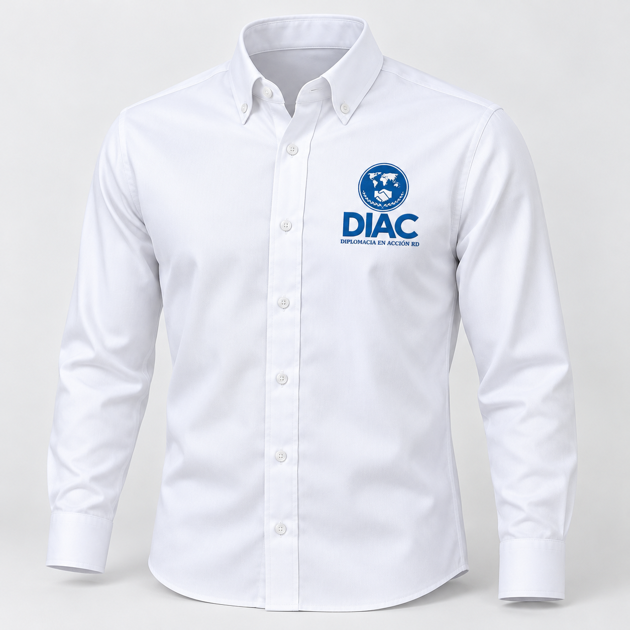 Diseño ilustrativo de camisa de vestir blanca DIAC RD
